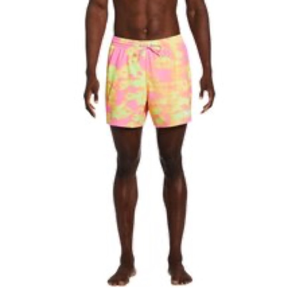 MENS SWIM TRUNKS FLORAL FADE 5” VOLLEY SHORTS MULTI BRIGHT SZ L